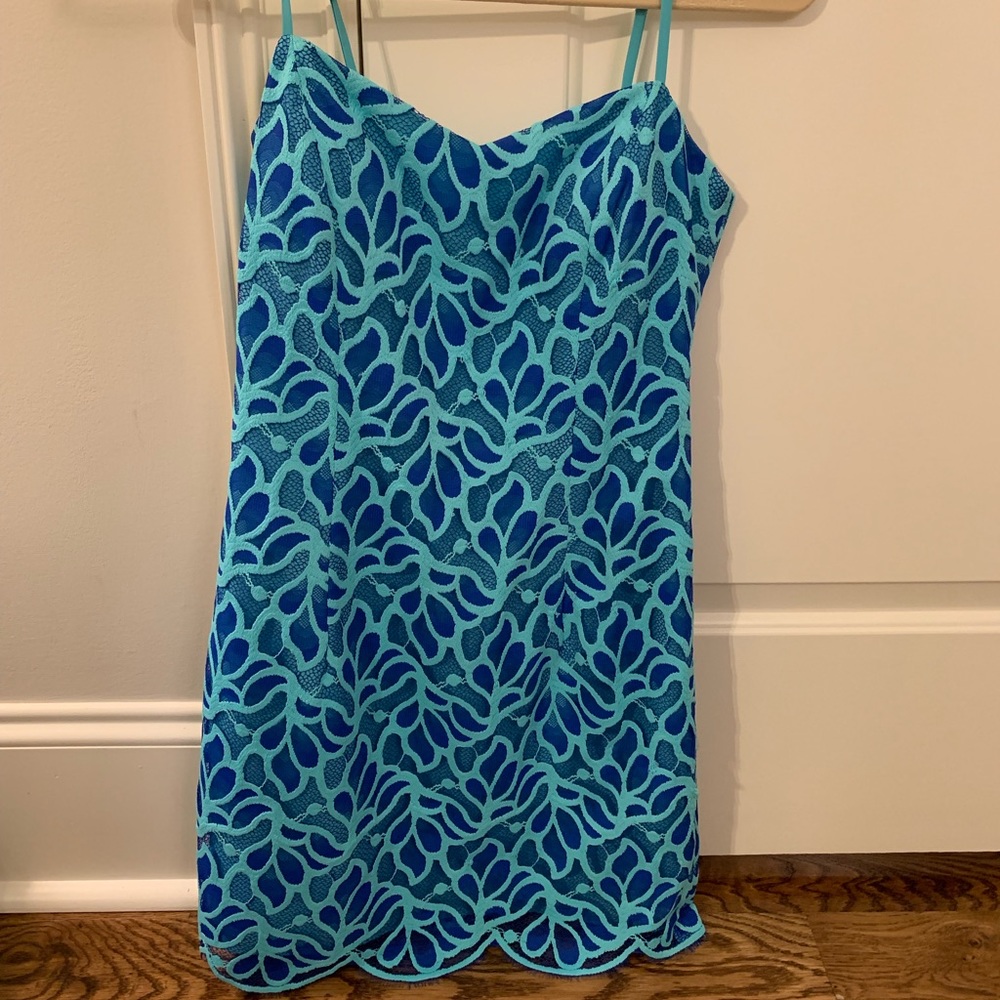 Lilly Pulitzer blue patterned dress sz0